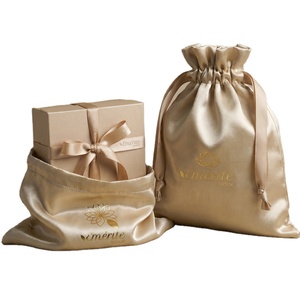 Large Vintage Satin Drawstring Pouches for Makeup-Soft Fabric Glossy Silk Stain Packaging Bag with Custom Size - Product Image 1
