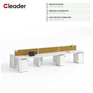 Modern 8 Seat Benching System Office Furniture Workstation Square Steel Tube Fabric Partition Cabinet Wholesale