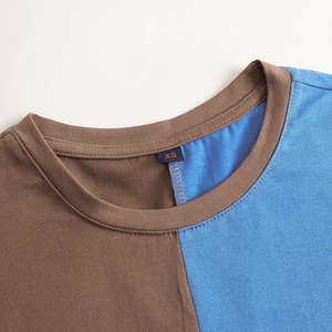 Moda logotipo personalizado algodón nueva moda hombres dos colores camiseta de gran tamaño cuello redondo media manga camisetas para hombres - Product Image 3