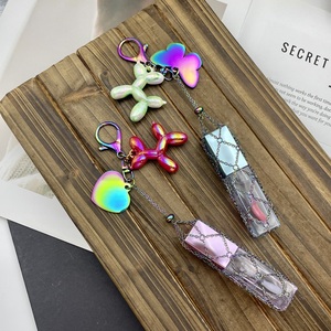 Pendentif chien <span class=keywords><strong>ballon</strong></span> coloré, porte-clés exquis, nouveauté très vendue, sac en maille pour rouge à lèvres en acier inoxydable - Product Image 1