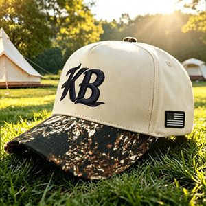 Casquette de baseball brodée KB, cadeau personnalisé en gros, visière camouflage, chapeau unisexe réglable pour l'extérieur, en toile six panneaux, toutes saisons - Product Image 1