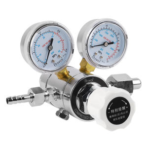 Ajustable 4-16psi Latón niquelado Cuerpo de válvula grande Helio <span class=keywords><strong>CO2</strong></span> H2 Nitrógeno Oxígeno Gas mixto Regulador de presión de doble etapa - Product Image 1