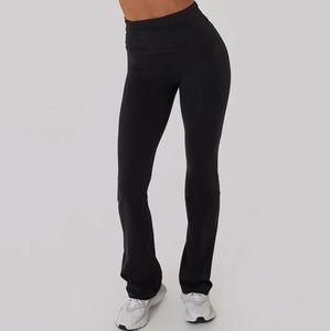 Pantaloni da Yoga Bootcut da donna Leggings <span class=keywords><strong>neri</strong></span> a gamba larga collant a forma di pancia - Product Image 4