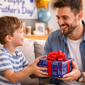 I Love My Dad Gift <b>Wrapping</b> <b>Paper</b> 17 Inch X 16.5 Feet Blue Father's Day Wrap Recyclable Double Side - Product Image 2