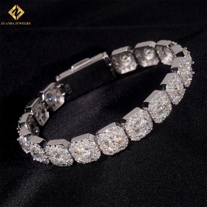 Bracelet tennis en argent 925 plaqué rhodium 10 mm avec moissanite taille brillant rond sertie clos, bracelet de luxe unisexe - Product Image 3
