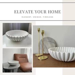 Cuenco Decorativo de Concreto - Diseño de Borde Acanalado, Elegante Centro de Mesa para Mesas de Café, Estanterías y Decoración de Sala de Estar - Product Image 4