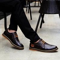 Nouvelles chaussures pour hommes, mode printemps-automne, chaussures Oxford décontractées, chaussures habillées à lacets, chaussures en cuir pour affaires