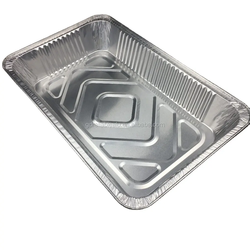 13*21 "528*328*86Mm Full Size 9700Ml Aluminium Stoomtafel Pan Diep Met Deksel Aluminium Voedselpan Container Voor Bbq Voedsel Afhaalmaaltijden