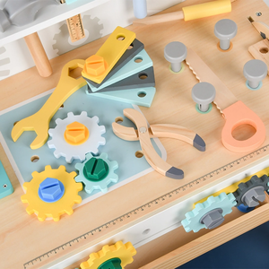 Établi en bois mécanicien outil Table ensemble vis ingénieur semblant jouer <span class=keywords><strong>jouet</strong></span> éducatif montessori bois jouets - Product Image 5