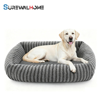 Lit pour chien de grande taille SUREWALHOME, canapé orthopédique pour animaux de compagnie en mousse à mémoire de forme déchiquetée, lits pour chien de grande taille avec côtés hauts et housse amovible imperméable