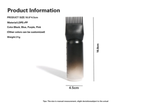 Pasokan grosir 170ml botol pembersih kering rambut Salon dengan sisir plastik pewarna minyak rambut botol Remas dengan aplikator sikat - Product Image 4
