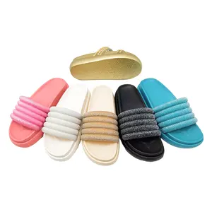 Latest Double Sole PU Ladies Slippers Design Summer Casual Slide Sandals Flat Women Shoes