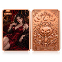 Barre de cuivre fin .999 de 1 OZ, thème sorcière d'Halloween, lingot de cuivre, barre métallique, thème citrouille, objet de collection, souvenir, pièce de monnaie en cuivre de 1 oz