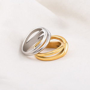 Yunnique Geometric Line Twist <b>Ring</b> Stainless Steel Gold Silver Unisex Daily Wear Jewelry - Product Image 4
