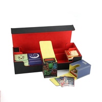Boîte de rangement de cartes de jeu TCG, grande taille, plus de 100 cartes de jeu, boîte de cartes de jeu à rabat en cuir