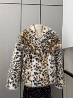 Veste en fausse fourrure épaisse pour femme, à double boutonnage, avec imprimé léopard, grande taille, vente en gros, manteau en fausse fourrure de renard