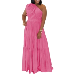 ชุดแม็กซี่เดรสแฟชั่นสำหรับผู้หญิงชุดเดรสเปิดไหล่ไม่มีสายผูกเชือก - Product Image 3