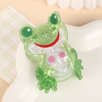 Vente en gros de pinces à cheveux en acrylique grenouille verte mignonne en plastique avec requin, animal de dessin animé personnalisé pour femmes