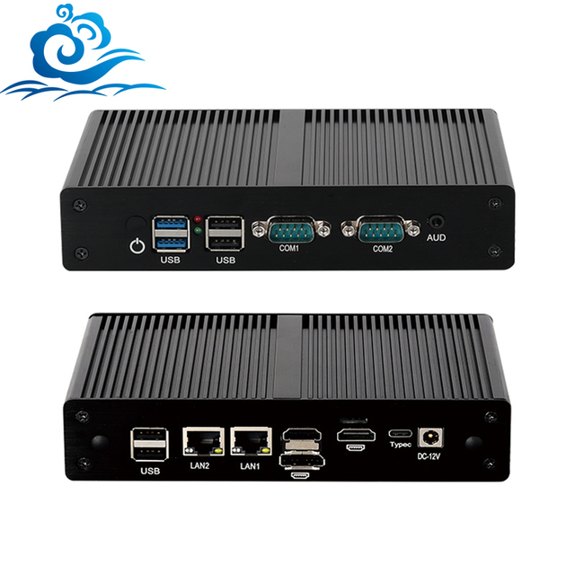 HelorPC Intel N100 Fanless Mini PC Dual RJ45 LAN 2 RS232 RS485 COM Industrial Micro Computer