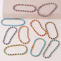 Ensemble collier et bracelet en chaîne tennis CZ 3mm arc-en-ciel, serti de pierres turquoise multicolores, pour femme, bijoux empilables pour le quotidien