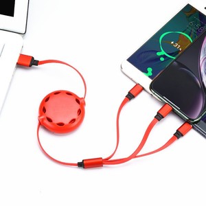 Câble de données rétractable 3 en 1 style macaron, silicone liquide, charge rapide pour téléphones mobiles, logo personnalisé, cadeau - Product Image 3