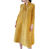 Miyake Vintage costume français col robe printemps automne pli nouvelle coupe ample avec décoration froncée grande taille femme chemise robe