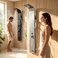 Ensemble de panneaux de douche en acier inoxydable 304, montage mural, 5 modes de pulvérisation, système de douche pour salle de bain à domicile, augmentation du débit d'eau, personnalisable
