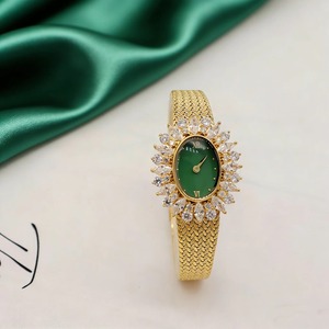 Elegante Reloj de Mujer Retro Glamuroso con Cristales y Zafiro, Correa Tejida a Mano, SEIKO, Analógico, de Latón, Estilo Lujoso - Product Image 6