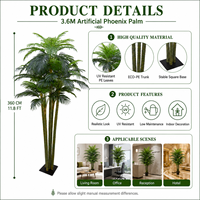 Palmier artificiel d'extérieur grand format KD Packing PE 350 cm, résistant aux UV, ignifuge, écologique, pour la décoration de jardin et de paysage, inodore