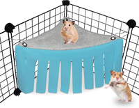 Hamac d'angle en polaire pour cochon d'Inde, abri forestier de luxe pliable, tente d'intimité pour petits animaux, porte-hamac en cuir, plateau en plastique à bouton