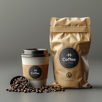 Sac à café en papier kraft recyclable avec impression sérigraphique de haute qualité pour pochette refermable en PET pour matériaux recyclés