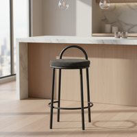 Ensemble de 2 tabourets de bar avec structure en métal noir, chaise de salle à manger au design moderne pour la maison