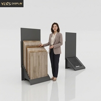 Présentoir vertical sur pied personnalisé pour carreaux de sol en bois, dalles de pierre, pour salle d'exposition et magasin