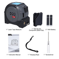 Mètre laser 3-en-1 : Niveau laser, ruban à mesurer laser 5M avec fonctions Pythagore, mesure de surface et de volume (unités M/ft/in)