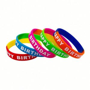 Pulseras de Goma de Feliz Cumpleaños, Pulseras Elásticas de Colores, Pulsera de Silicona con Logotipo Personalizado para Fiestas de Cumpleaños de Adultos y Niños - Product Image 5