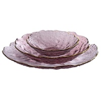 Ensemble de plats de service en verre de couleur unie avec bord doré