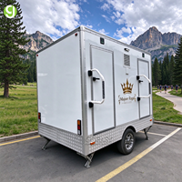 Trailer Toilet Mobile Mewah Goeasy 2 Stasiun, Kamar Mandi Portabel Panel Dinding Ganda untuk Penggunaan Sekolah, Kantor, Rumah Sakit