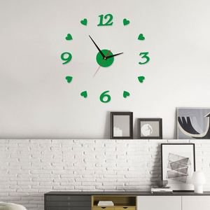 Horloge numérique créative en forme de cœur à faire soi-même, autocollante, en acrylique miroir 3D, horloge murale silencieuse pour la décoration du salon et de la chambre - Product Image 3