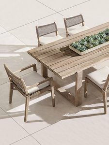 Moderno di lusso in legno di Teak massello tavolo da <span class=keywords><strong>giardino</strong></span> <span class=keywords><strong>Set</strong></span> cuscino impermeabile all'aperto tavolo <span class=keywords><strong>e</strong></span> sedia <span class=keywords><strong>Set</strong></span> per cortile - Product Image 5