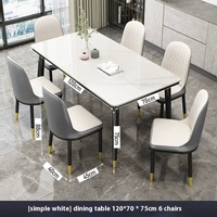 Combinaison Table et Chaises de Salle à Manger Luxe Moderne, Design Simple pour Appartement Compact, avec Plateau en Pierre Légère