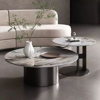 Ensemble de tables basses de luxe en pierre frittée, tables gigognes rondes modernes, mobilier de salon de designer italien