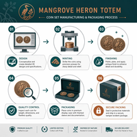Pièce de monnaie commémorative personnalisée en métal en relief 3D avec motif héron mangrove, emballage de luxe, vente en gros sans MOQ