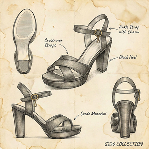 Sandalias Clásicas de Plataforma con Tacón Cuadrado de Cuero Beige, Correa Cruzada con Hebilla Ajustable en el Tobillo, Soporte de Arco, para Mujer, Verano - Product Image 3