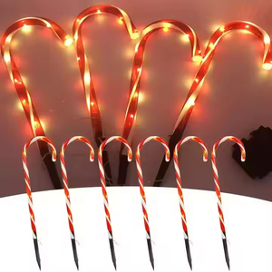 Solar-Powered Battery Operated LED PVC Christmas Candy Cane Garden Holiday Decorative <strong>String</strong> Lights - Product Image 4