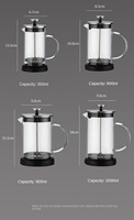 Cafetière à piston en verre borosilicate transparent écologique, ensemble de filtres pour usage domestique, type presse à thé aux bulles