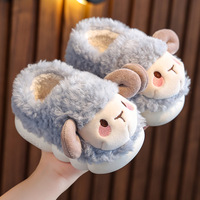 Chaussons en peluche antidérapants à la mode pour garçons et filles, chaussures d'hiver en coton, chaussons fourrés