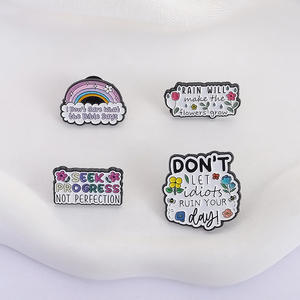 Juego <span class=keywords><strong>de</strong></span> Broches Metálicos con Diseños Florales, Arcoíris y Frases Positivas, Broches Personalizados <span class=keywords><strong>de</strong></span> Esmalte Suave para Uso Diario - Product Image 4