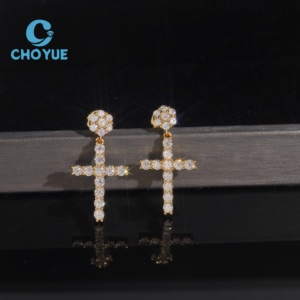 Wholesale High Quality cross <b>Fine</b> Jewelry 925 Sterling Silver VVS Moissanite Classic Simple <b>Earrings</b> - Product Image 1