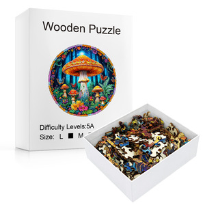 Puzzle in <span class=keywords><strong>legno</strong></span> best-seller con funghi nel <span class=keywords><strong>bosco</strong></span> profondo, pezzi irregolari a forma <span class=keywords><strong>di</strong></span> animali, puzzle piatto in <span class=keywords><strong>legno</strong></span> - Product Image 2