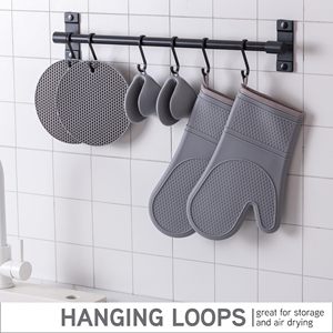 Kitchen Extra Long Silicone 6pcs Oven Gloves Set with High <b>Heat</b> Resistant Non-Slip Potholders Hot <b>Pads</b> for Baking Cooking - Product Image 4